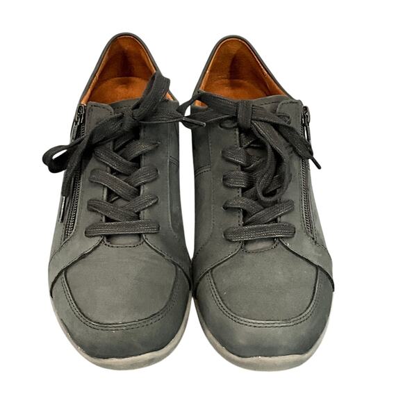 Vionic Abigail Weather Resistant Black Nubuck Suede Lace Up/Zip Sneaker 8.5/40 - Picture 7 of 12